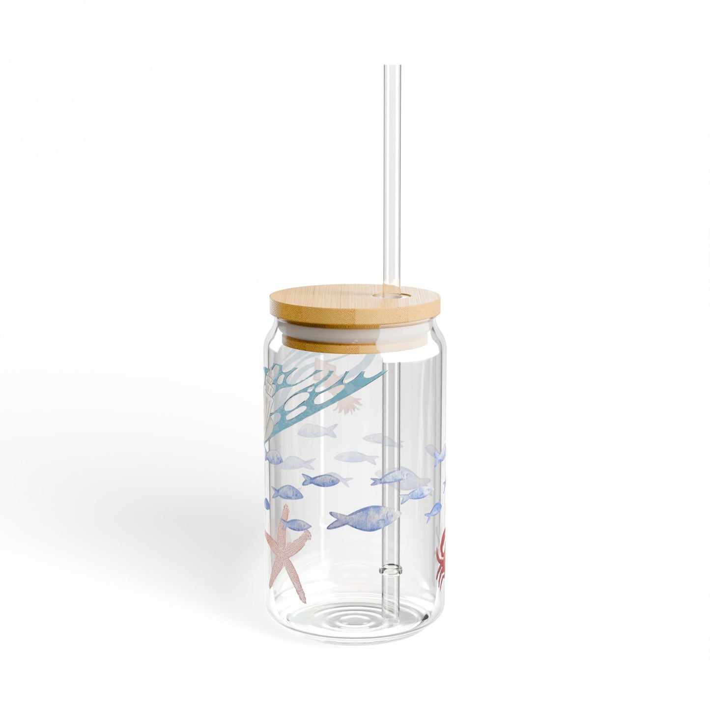 Sea Life Sipper Glass with Straw, Beach-Themed Drinkware, Ocean Lover Gift, Unique Party Favor, Summertime Sipping