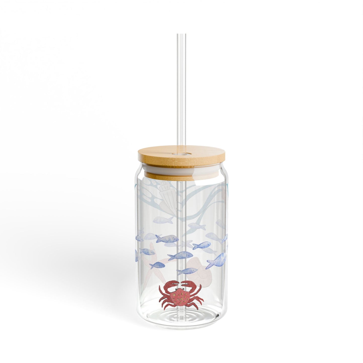 Sea Life Sipper Glass with Straw, Beach-Themed Drinkware, Ocean Lover Gift, Unique Party Favor, Summertime Sipping
