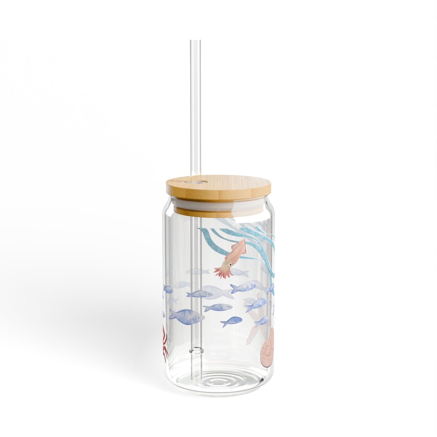 Sea Life Sipper Glass with Straw, Beach-Themed Drinkware, Ocean Lover Gift, Unique Party Favor, Summertime Sipping